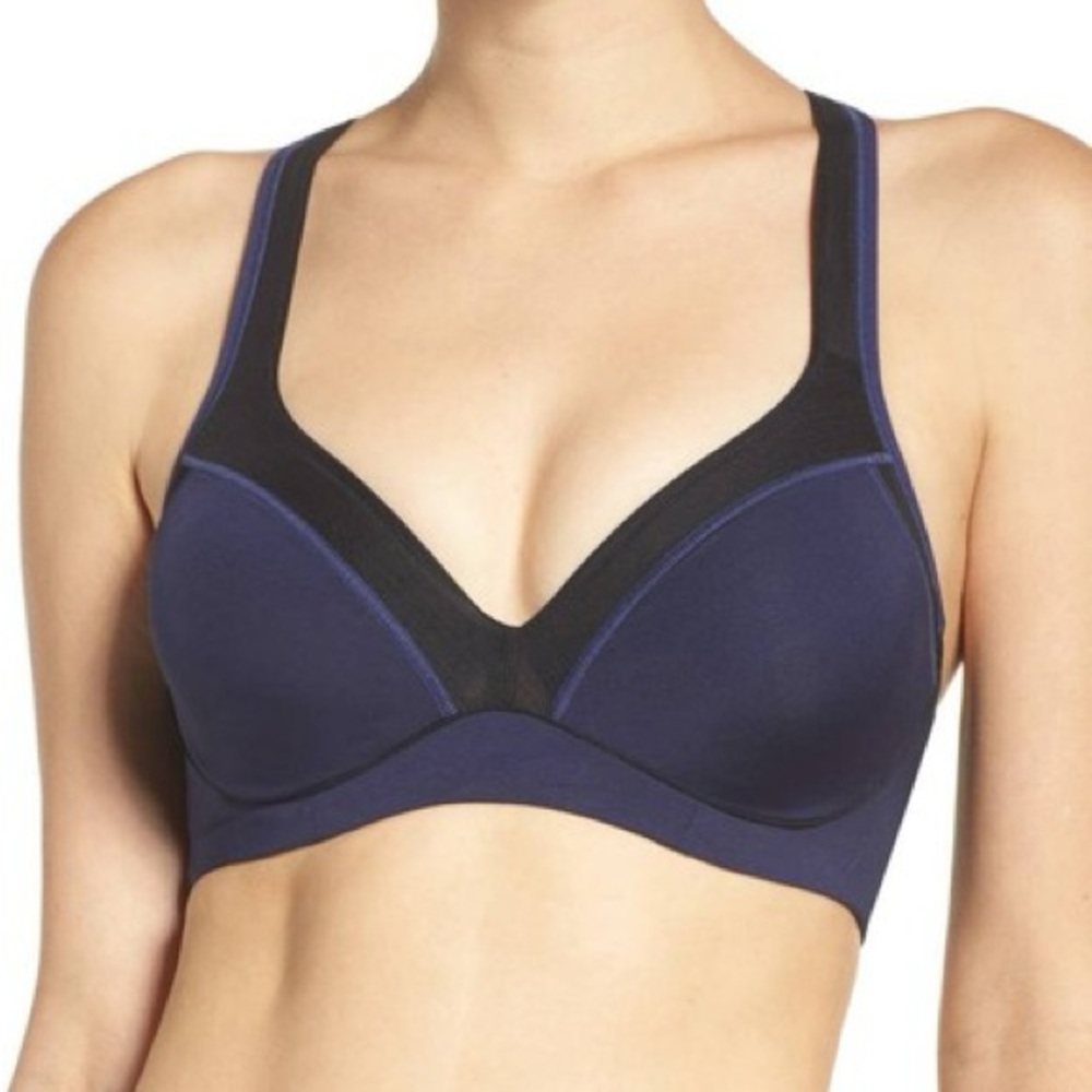 NATORI 752147 ZEN CONTOUR CONVERTIBLE SPORTS BRA NAVY/BLACK 32DDD NWOT